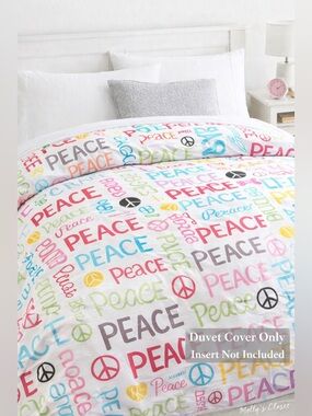 Pottery Barn Teen Peace Duvet Cover Full Queen Colorful Cotton Bedding